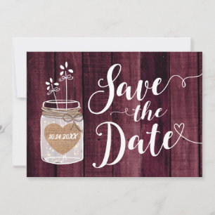 Modern Rustic Mason Jar Wedding Save the Date