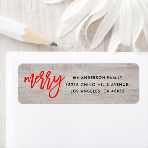 Modern Rustic Merry Christmas Family Home Address Return Address Label
