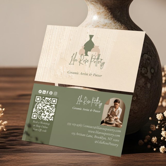 Modern Rustic Minimal Handmade Pottery Ceramic Business Card (Modern Rustic Minimal Handmade Pottery Ceramic Business Card)