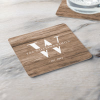 Modern Rustic Monogram Family Name Vintage Wood