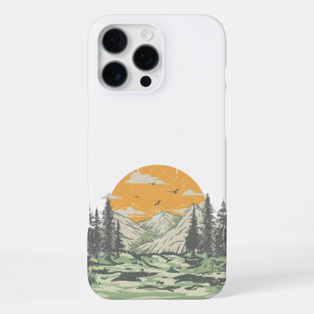 Modern Rustic Mountain Forest iPhone Case (Back)