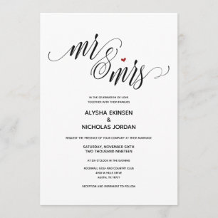 Modern Rustic Mr and Mrs Wedding Invitation Card