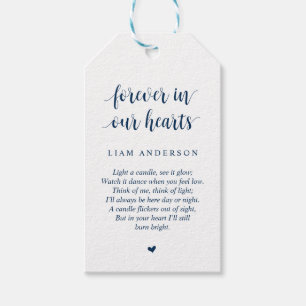 Modern Rustic Navy Blue, Funeral Memorial Service Gift Tags