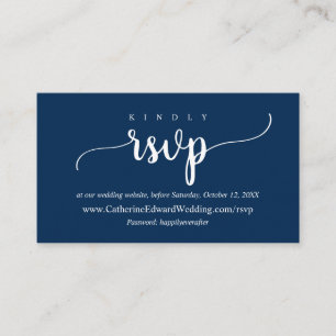 Modern Rustic, Navy Blue, Online RSVP website Encl Enclosure Card