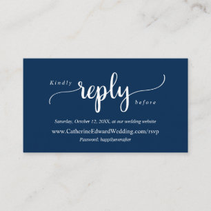 Modern Rustic, Navy Blue, Online RSVP website Encl Enclosure Card