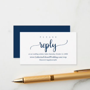 Modern Rustic, Navy Blue, Online RSVP website Enclosure Card