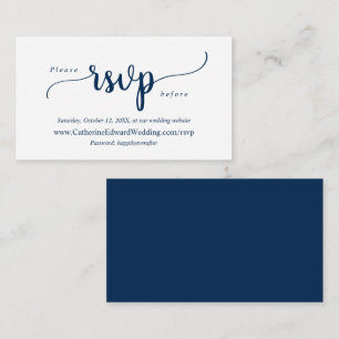 Modern Rustic, Navy Blue, Online RSVP website Enclosure Card