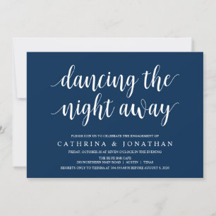 Modern Rustic, Navy Blue script, Engagement Party Invitation