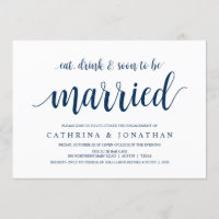 Modern Rustic, Navy Blue script, Engagement Party