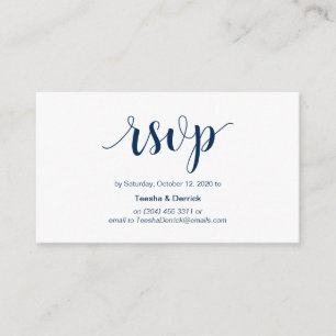 Modern Rustic, Navy Blue Script, online RSVP Enclosure Card