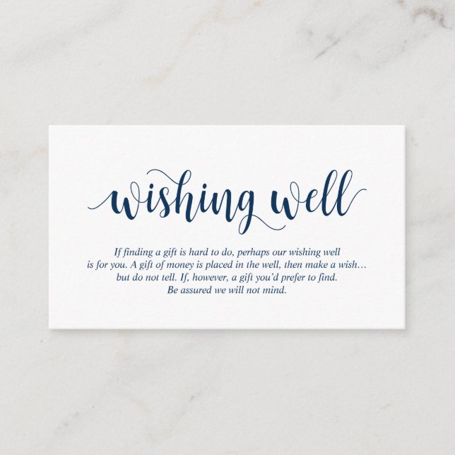 Modern Rustic, Navy Blue, Wedding Wishing Well Enclosure Card (Front)