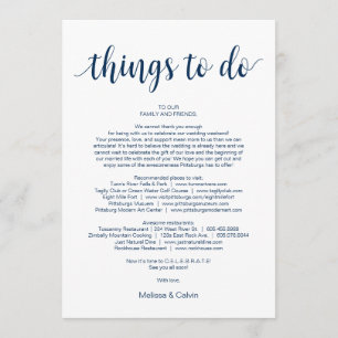 Modern Rustic, Navy, Things to do, Itinerary Card