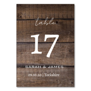 Modern Rustic Oak Script Wedding Custom  Table Number