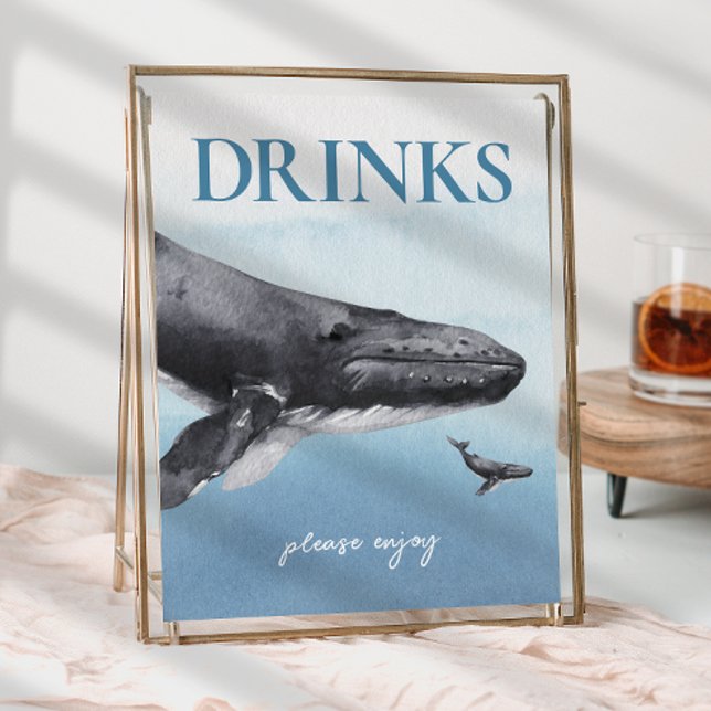 Modern Rustic Ocean Baby Shower Drinks Sign (Creator Uploaded)