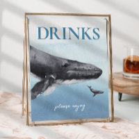 Modern Rustic Ocean Baby Shower Drinks Sign