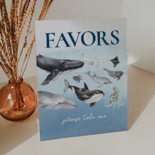 Modern Rustic Ocean Baby Shower Favours Pedestal Sign