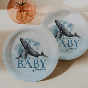 Modern Rustic Ocean Baby Shower Paper Plate