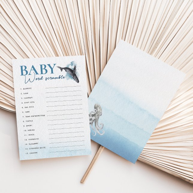 Modern Rustic Ocean Baby Word Scramble Card (Creator Uploaded)