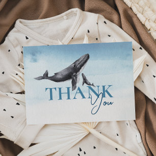 Modern Rustic Ocean Flat Baby Shower Thank You Card