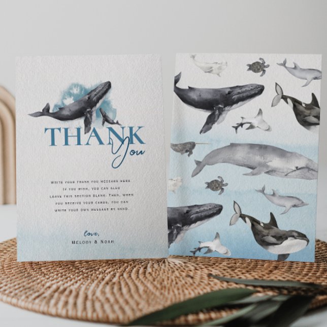 Modern Rustic Ocean Flat Vertical Baby Shower Thank You Card (Creator Uploaded)