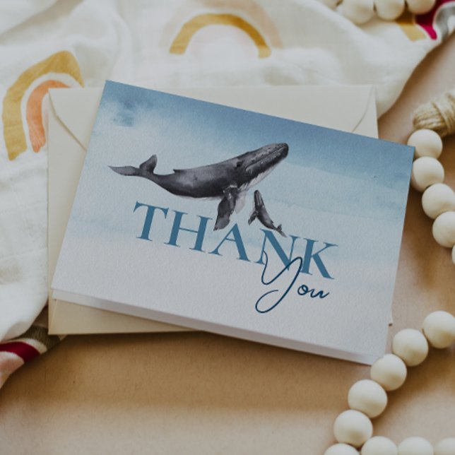Modern Rustic Ocean Folded Baby Shower Thank You Card (Creator Uploaded)
