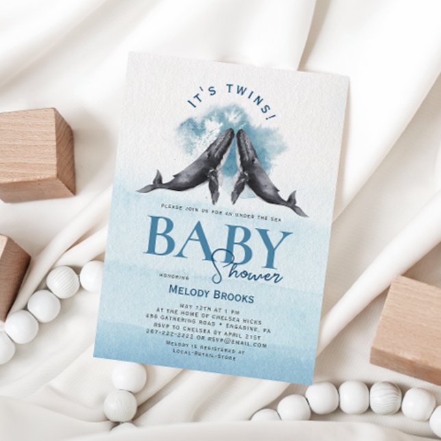 Modern Rustic Ocean Twins Baby shower Invitation (Creator Uploaded)