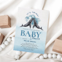 Modern Rustic Ocean Twins Baby shower Invitation