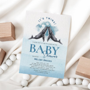 Modern Rustic Ocean Twins Baby shower Invitation