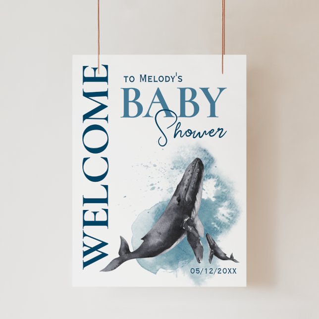 Modern Rustic Ocean Welcome Baby Shower Sign (Creator Uploaded)