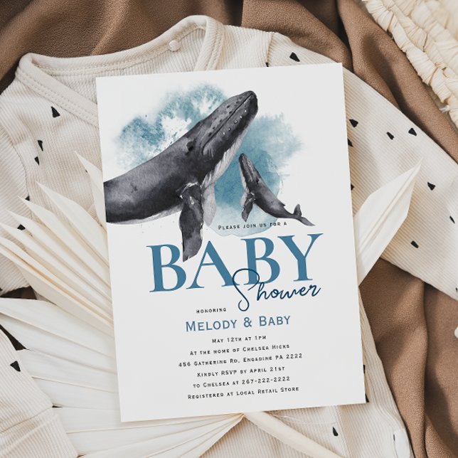 Modern Rustic Ocean Whale Baby Shower Invitation (Creator Uploaded)