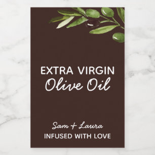 Modern Rustic Olive Oil Wedding Favor Label