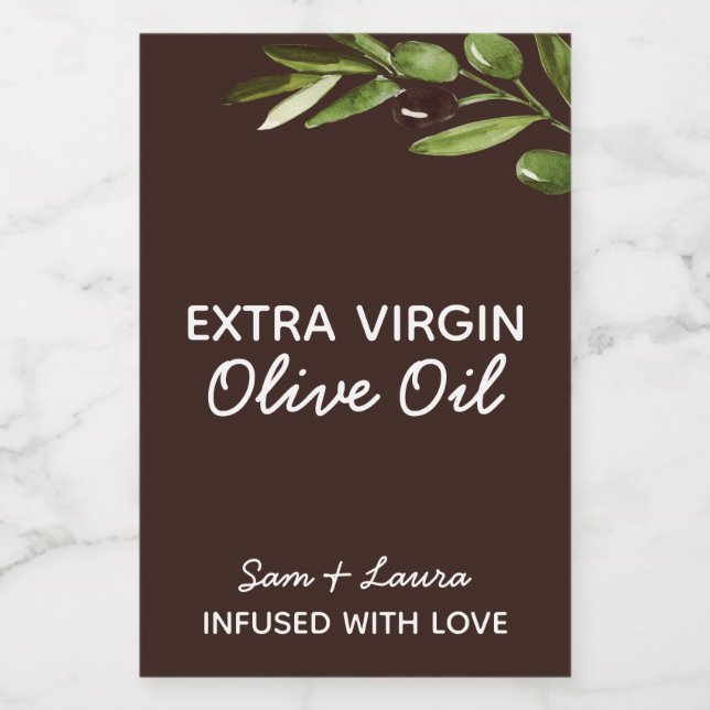 Modern Rustic Olive Oil Wedding Favor Label  (Single Label)