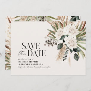 Modern rustic pampas eucalyptus botanical elegant save the date