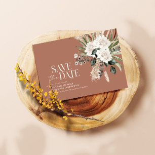 Modern rustic pampas eucalyptus botanical elegant save the date