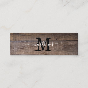 Modern Rustic Pattern Monogram Name Bookmark Card