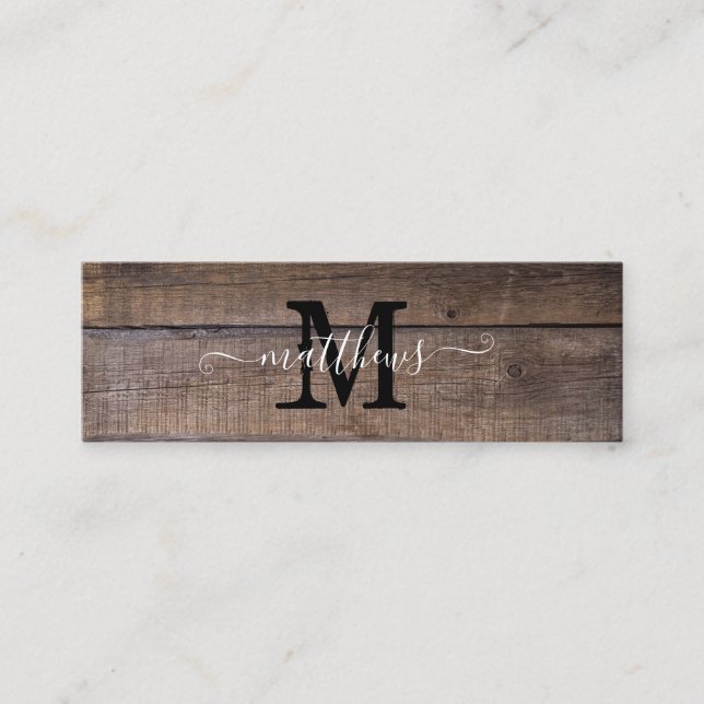 Modern Rustic Pattern Monogram Name Bookmark Card (Front)