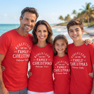 Modern Rustic Personalised Family Christmas Logo T-Shirt