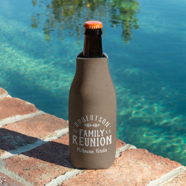Modern Rustic Personalised Family Reunion Bottle Cooler (In Situ Pool)