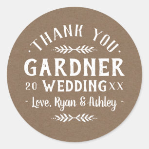 Modern Rustic Personalised Wedding Favour Stickers