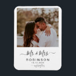 Modern Rustic Photo Botanical Wedding Magnet<br><div class="desc">Rustic minimalistic design features  modern script ,  botanical floral leaf with photo,  and terracotta colour on back of card.  Easily personalise your information of choice.  Ideal announcement will go with any modern wedding theme</div>