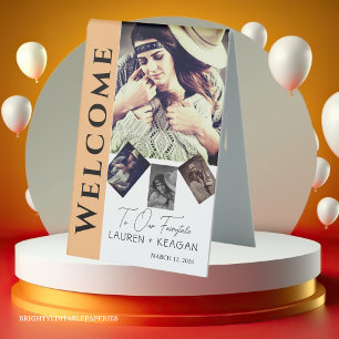 Modern Rustic Photo Photo Welcome Table Tent Sign