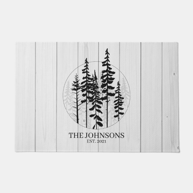 Modern Rustic Pine Tree Farmhouse  Doormat (Front)