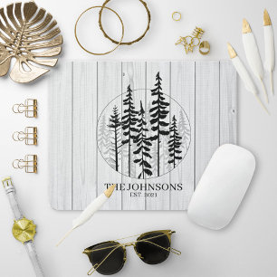 Modern Rustic Pine Tree Farmhouse Mouse Pad