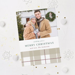 Modern Rustic Plaid Christmas Photo Card