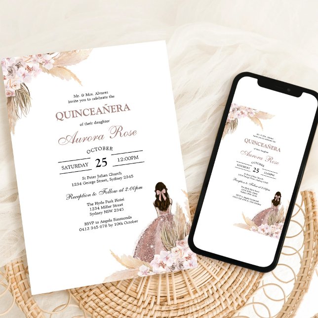 Modern Rustic Quinceanera Invitation (Creator Uploaded)
