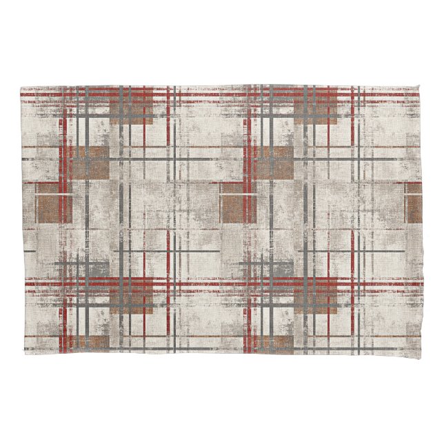 Modern rustic red plaid pillowcase (Front)