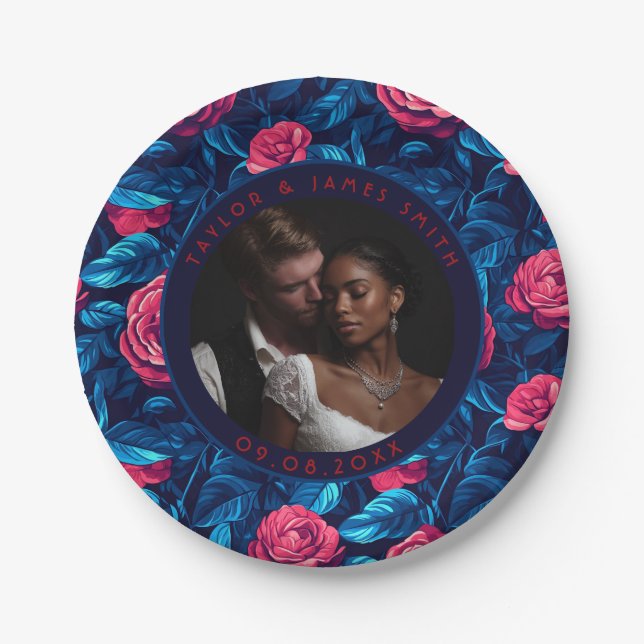 Modern Rustic Rose Paper Plates For Bachelor Party (Front)
