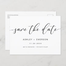 Modern Rustic Script Calligraphy Save The Date