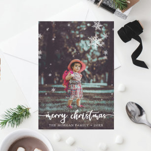 Modern Rustic Script Christmas Photo Card