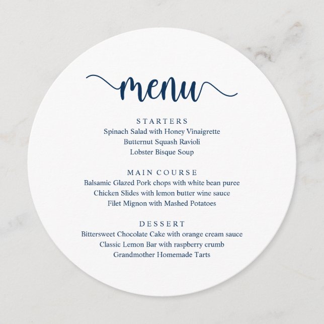 Modern Rustic Script, Wedding Dinner Menu (Front)